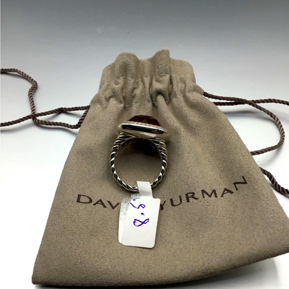 Gorgeous David Yurman Rich Red Garnet Ring w Diamonds! SZ  8.5” - Picture 6 of 10
